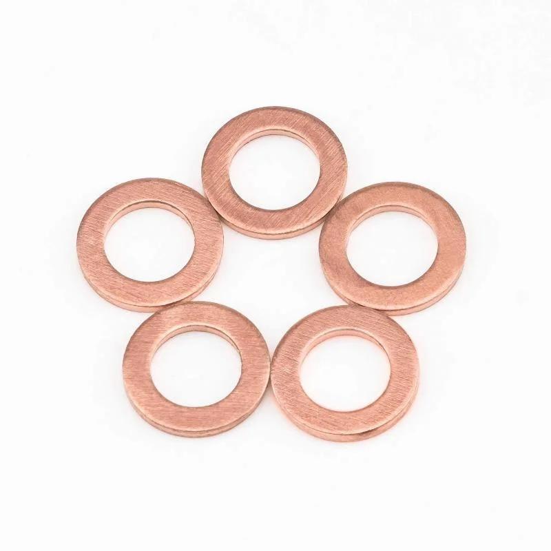100/150/280Pcs Copper Washer Gasket Nut and Bolt Set Flat Ring Seal Assortment Kit with Box M5/M6/M8/M10/M12/M14 for Sump Plugs