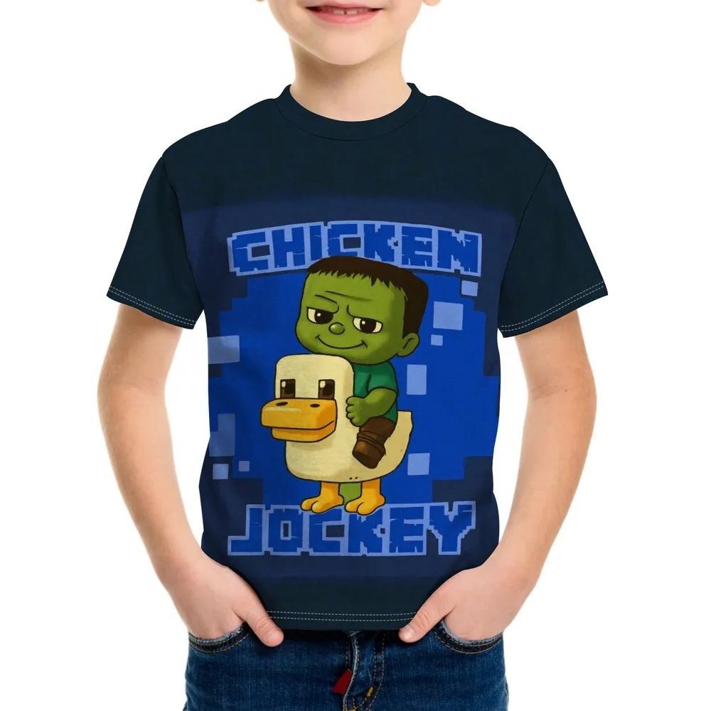 summer Fashionable Comfortable Soft Children's Top Cartoon  Animal Series 3d Round Neck Short Sleeve Leisure versatile Children's T-shirt
