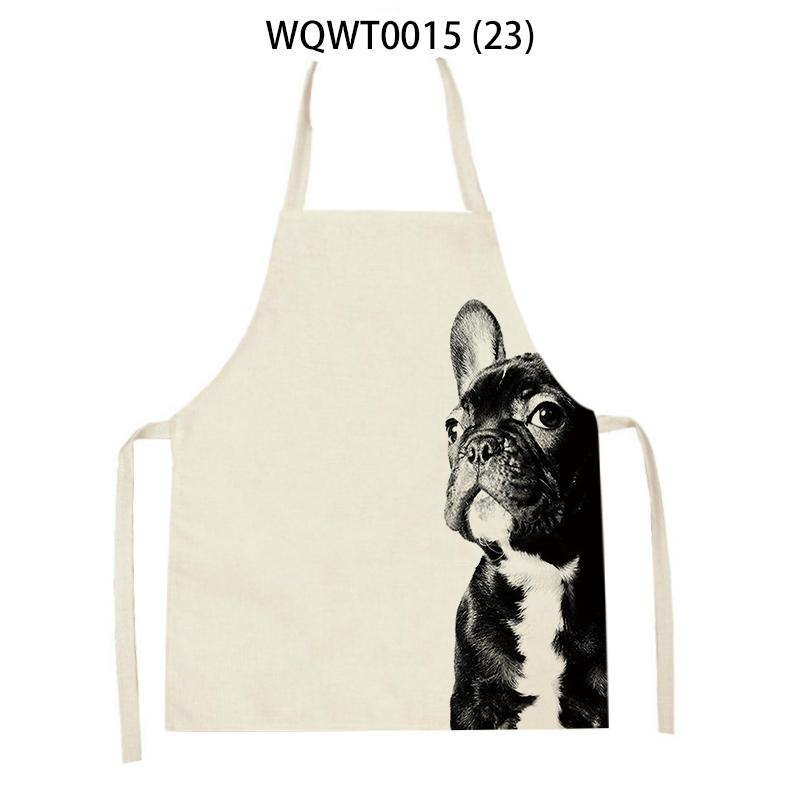 Adult Kids Kitchen Apron Funny Cartoon Dog Printed Sleeveless Linen Baking Aprons for Men Women Home Cleaning Tools Delantal
