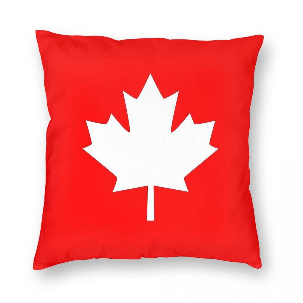 Canada Maple Leaf Flag Emblem Square Pillowcase Polyester Linen Velvet Creative Zip Decorative Car Cushion Cover