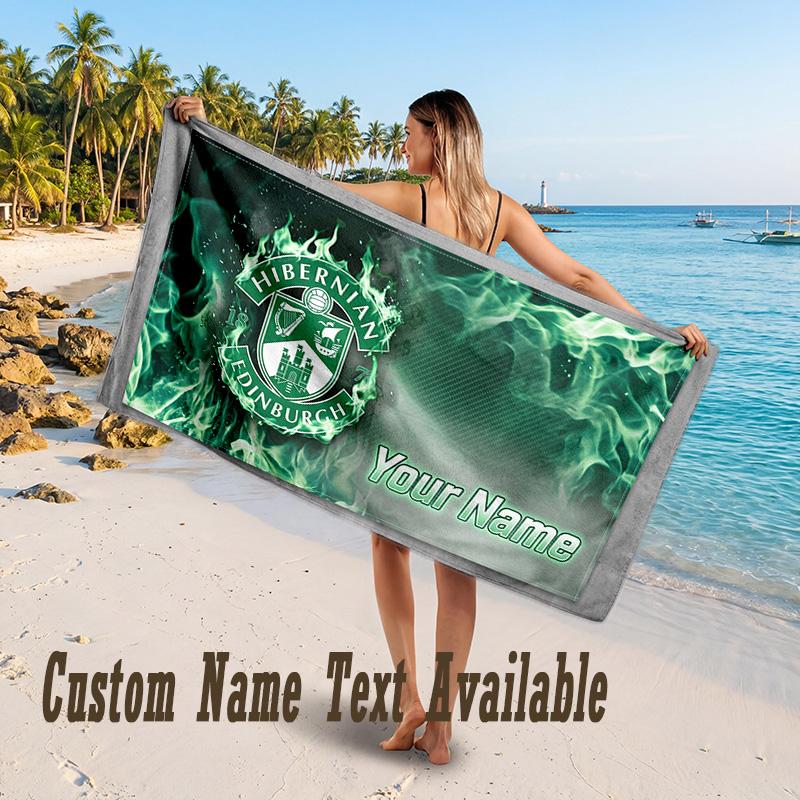 Σχέδιο Hibernian FC Πετσέτα Παραλίας Προσαρμοσμένο Κείμενο Μεγάλη Πετσέτα για Παραλιακές Διακοπές