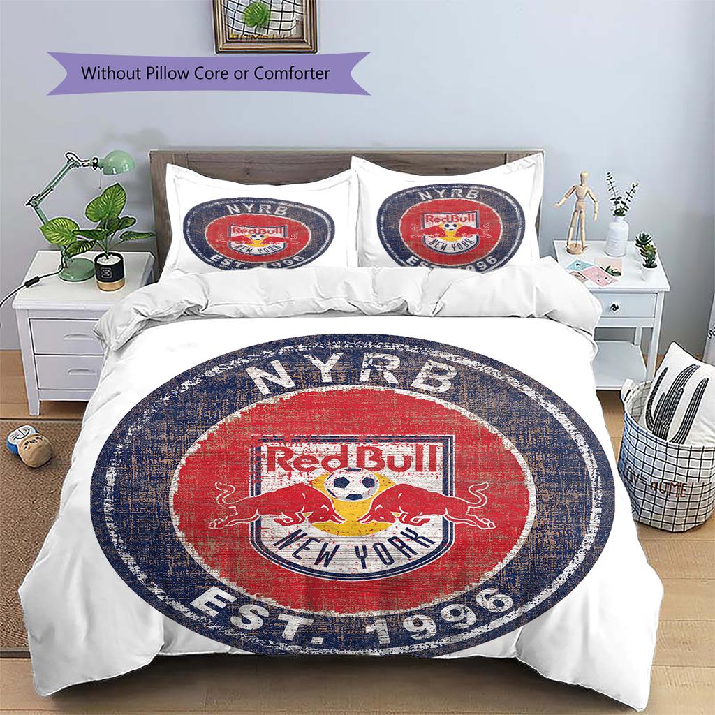 New York Red Bulls Pattern Bedding Home Decoration Birthday Gift (1 * duvet cover + 2 * pillowcase, without core)