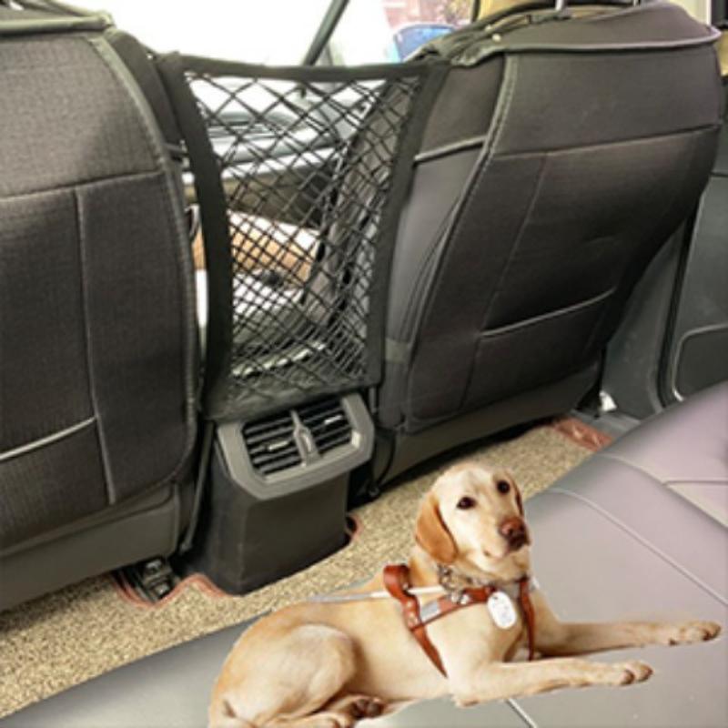Nastavitelná polyesterová síťová bariéra pro psy do auta s úložným prostorem ze síťoviny - Snadná instalace, bezpečnostní dělící mříž pro domácí mazlíčky do vozidel a SUV