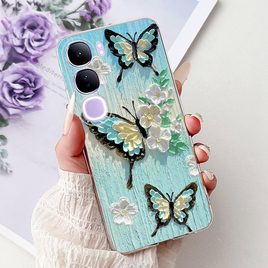For Vivo Y200 5G Case Vivo V40 Lite Beautiful Butterfly Painted Cover Soft Slim Phone Case For Vivo Y300 Y 200 V40Lite 5G Bumper