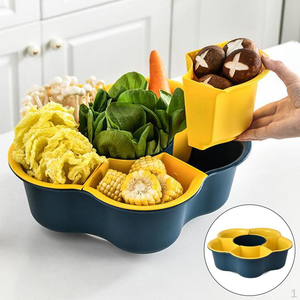 Colander Strainer Kitchen Fruit Double Layer Rotating Drainer Tray Vegetable Holder Serving