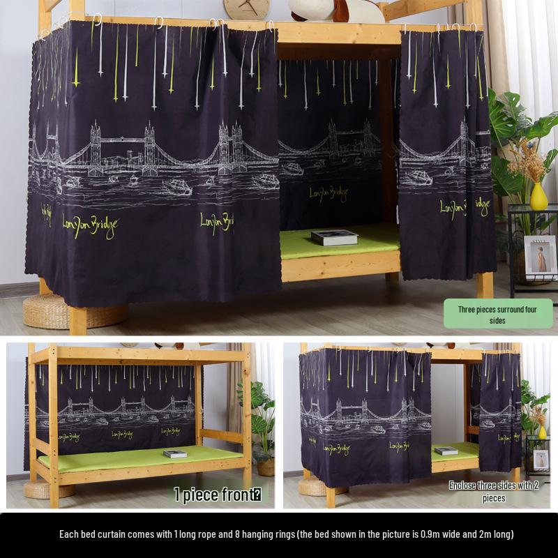 Student Bunk Bed Curtains, Light-Blocking & Windproof Privacy Canopy for Dorm Rooms