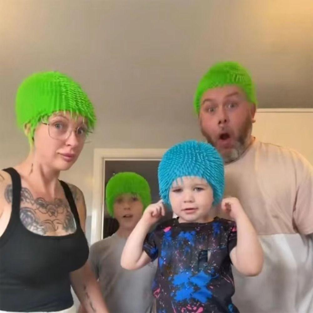 Portable Spiky Ball Prank Hat Soft Colorful Headgear Unique Funny Headwear Halloween Party