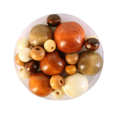 MégaCréa DIY - Varnished Wooden Beads 0.7 To 2 Cm 50 Pieces
