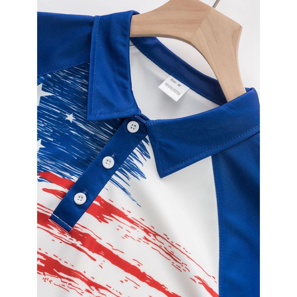 New Printed Collar Men's Short Sleeved T-shirt Casual Fashion Collar Polo Shirt Summer