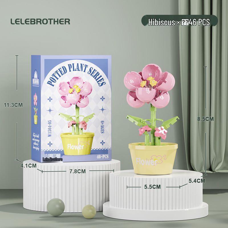 Cross-Border Lego Immortal Flower Basket Building Block Set - Rose Bonsai & Children's Assembly Toy for Teacher's Day Gift