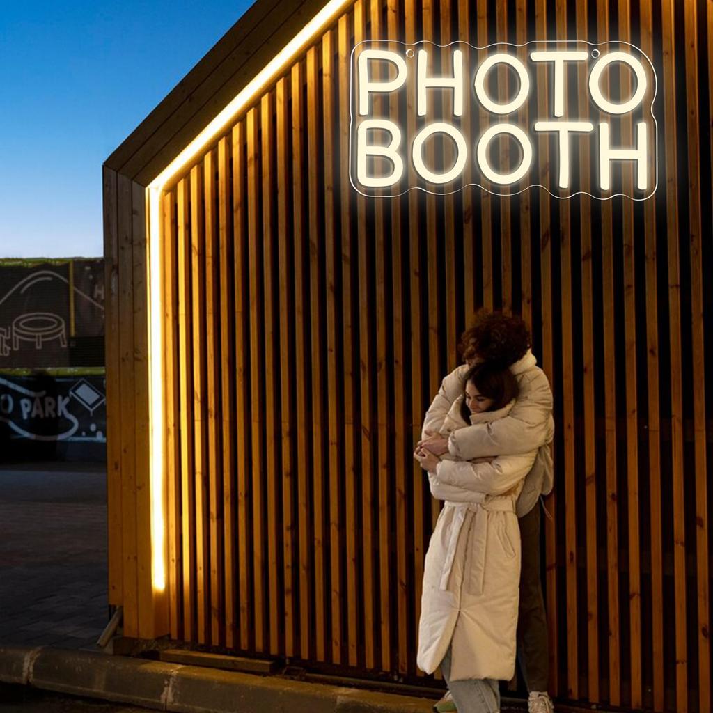 Photo Booth Neon Sign, Dimmable Sign Led Light Led Light for Photography Bedroom Wedding Engagement Party Reception Gifts