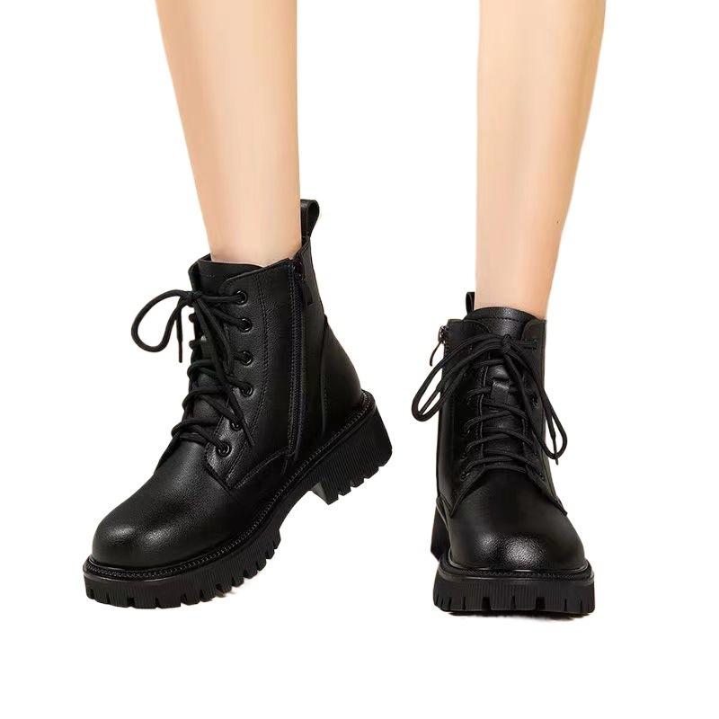 Soft-soled Martin Boots for Women's 2025 Autumn and Winter New Single Boots British Style Thick-soled Velvet Low-heeled Soft Leather Short Boots for 