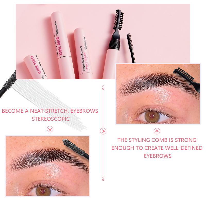 Natural 3D Eyebrow Gel with Dual-ended Brush, Brow Comb, Transparent Brow Gel for Shaping and Styling Eyebrows