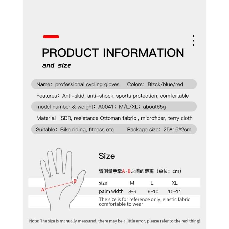 Summer Bicycle Full Finger Cycling Bike Gloves Absorbing Sweat for Men and Women Bicycle Riding Outdoor Sports Protector