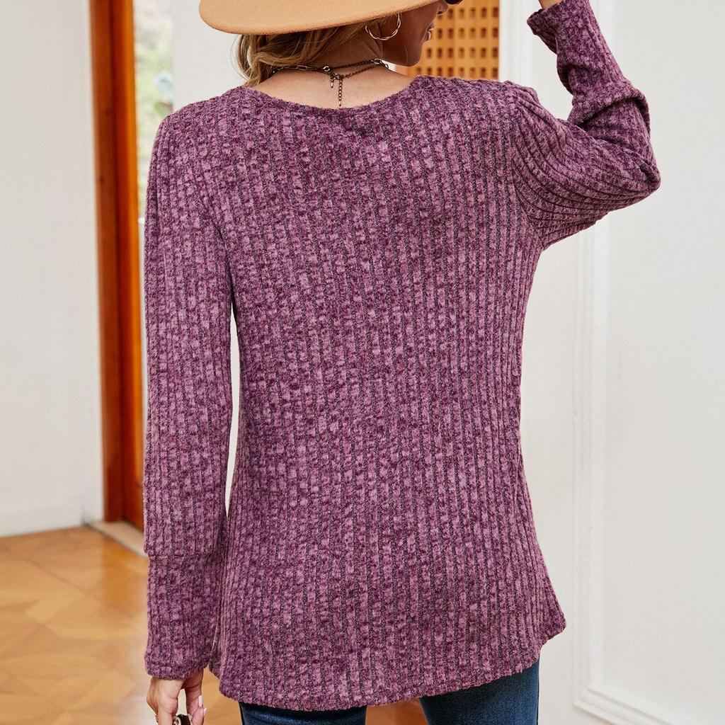 JKAASHDK Damenmode Lässiger Einfarbiger Druck Herbst Winter Langarm Quadratischer Kragen Lose Pullover Blusen & Hemden