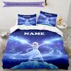 3pcs Custom Name Elsa Bedding Set Duvet Cover Closure Includes 1 Duvet Cover & 2 Pillowcases, Soft and Comfortable for All Seasons.
