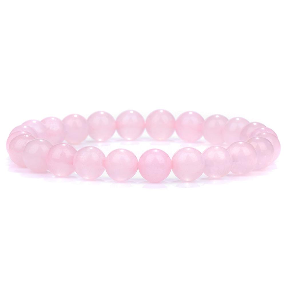Fashion Natural Stone Pink Angelite Beads Bracelet 8mm Sunstone Beaded Energy Yoga Bracelet Jewelry for Women Handmade Gifts