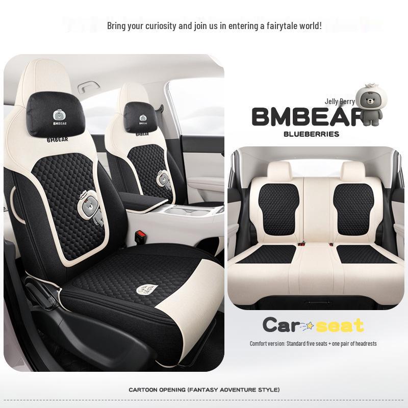Geely Star Wish Cartoon Linen Seat Covers, Full-Coverage, All-Season Breathable Cushions for UP-Specific Cars