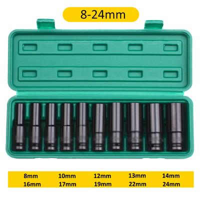 1/2Inch Drive 6-Point Impact Socket Set 10-20 Pcs/set 8-32mm Metric Sizes Carbon Steel Impact Socket Set with Hard Storage Box
