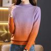 Women's Crew Neck Sweater Autumn and Winter Gradient Knit Pullover Loose Thick Knit Top