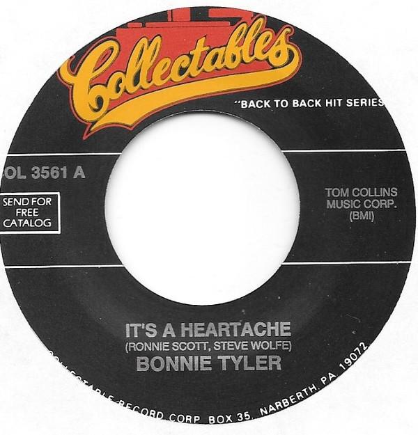 

7inch Record BONNIE TYLER - It s A Heartache / My Guns Are Load COL3561 COLLECTABLES US Rock Used