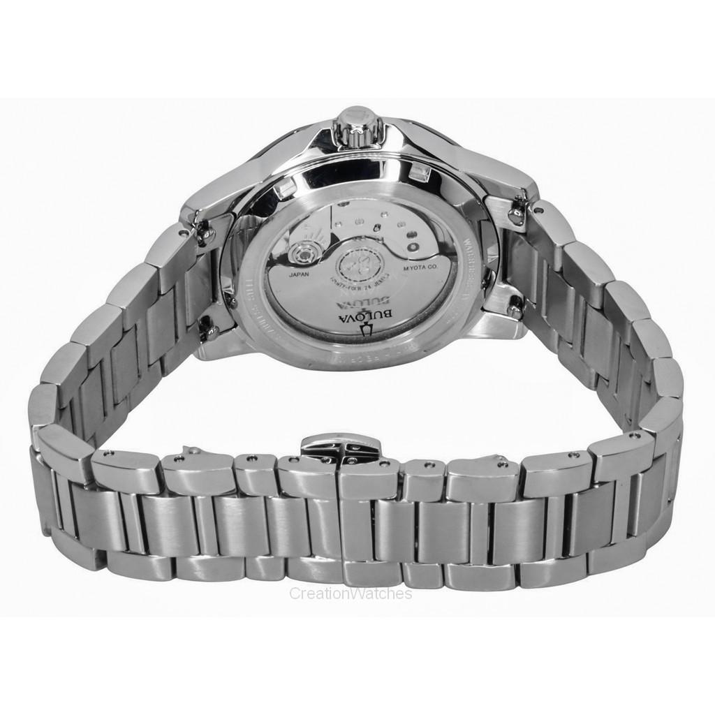 BULOVA Marine Star Stainless Steel Open Heart Blue Dial Automatic 98L317 100M Women's Watch