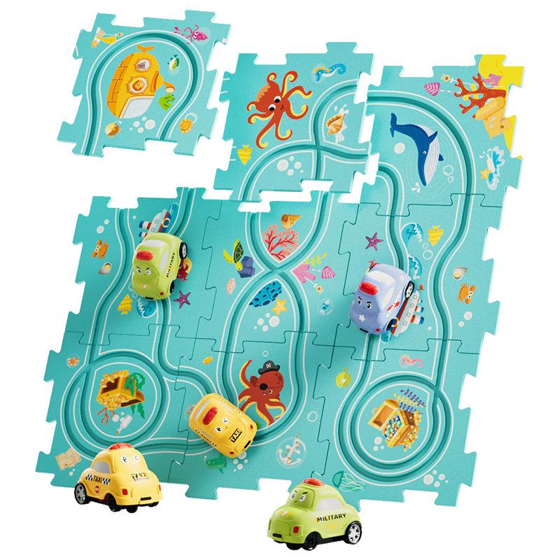 Children's DIY Jigsaw Puzzle Track Car Toy Assembled Boys And Girls Electric Sliding Train Suit Baby 3 Years Old
