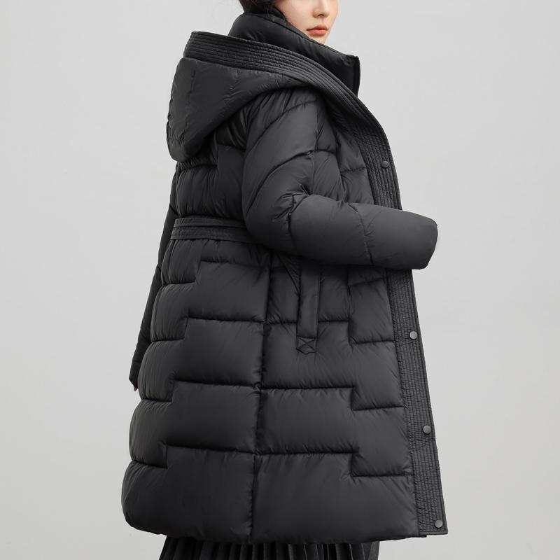 Warm Long Parkas for Women Overcoat With Belt Plus Size Fashion Long Sleeve Thick Woman Winter Coats Hooded