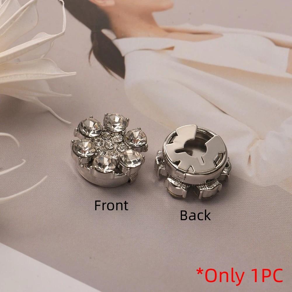 Brass Base Flower Sleeve Button Rhinestone Button Cover Clip  Suit Accessories