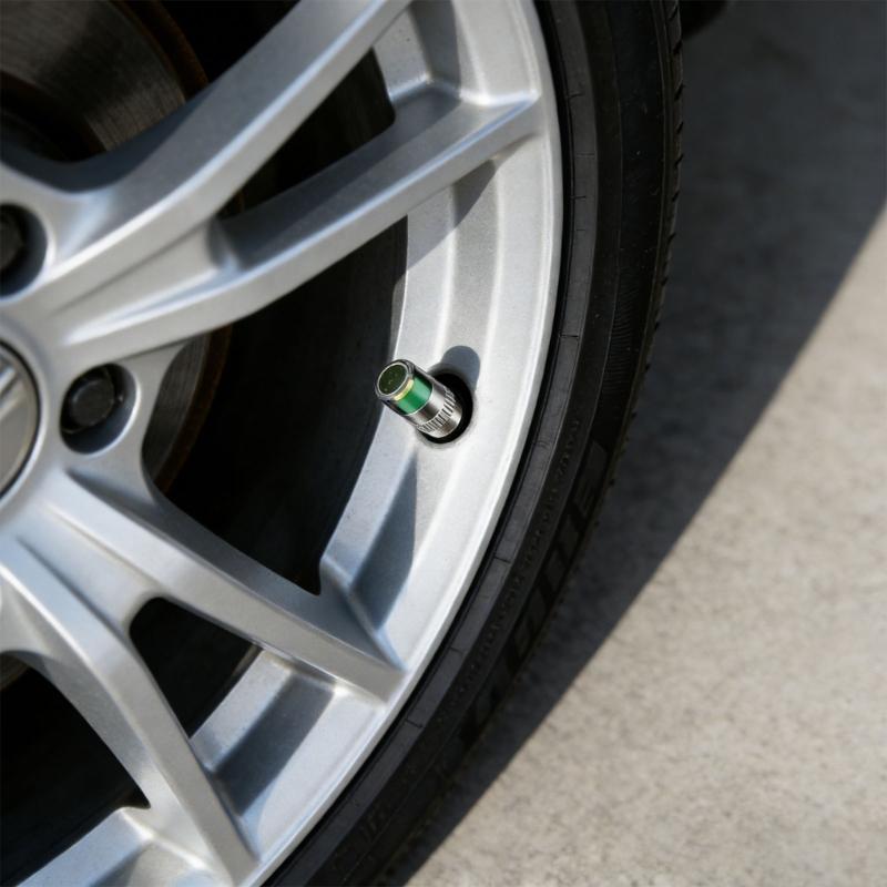 Visual Tire Pressure Indicator Cap for Quick Check with Green Yellow Red Warning Helps Avoid Blowouts Improve Safety on All Vehicles