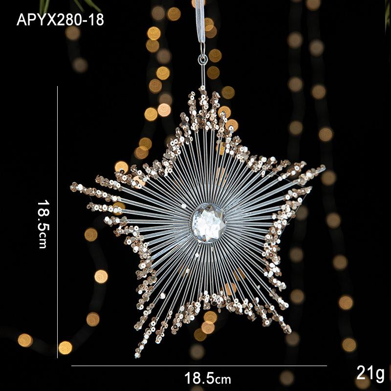 New Christmas Decoration Glitter Acrylic Ornament Transparent Snowflake Pendant for Xmas Tree Scene Decor Happy New Yeart