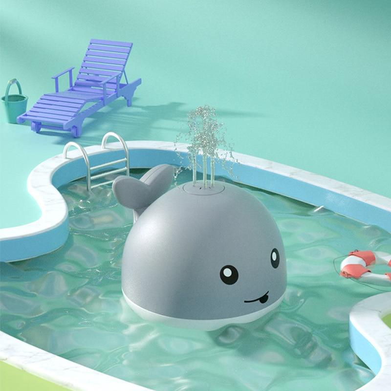 Electric Cartoon Whale Flashing Ball Water Squirting Sprinkler Baby Bath Toy Automatic Squirting Water Baby Bath Toy