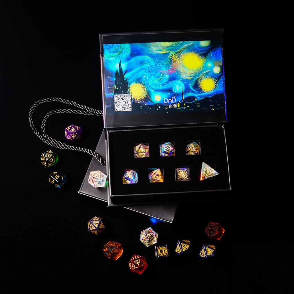 Color blue crystal cat theme COC running group dice dnd dice Cthulhu running group D20 group 20-sided dice