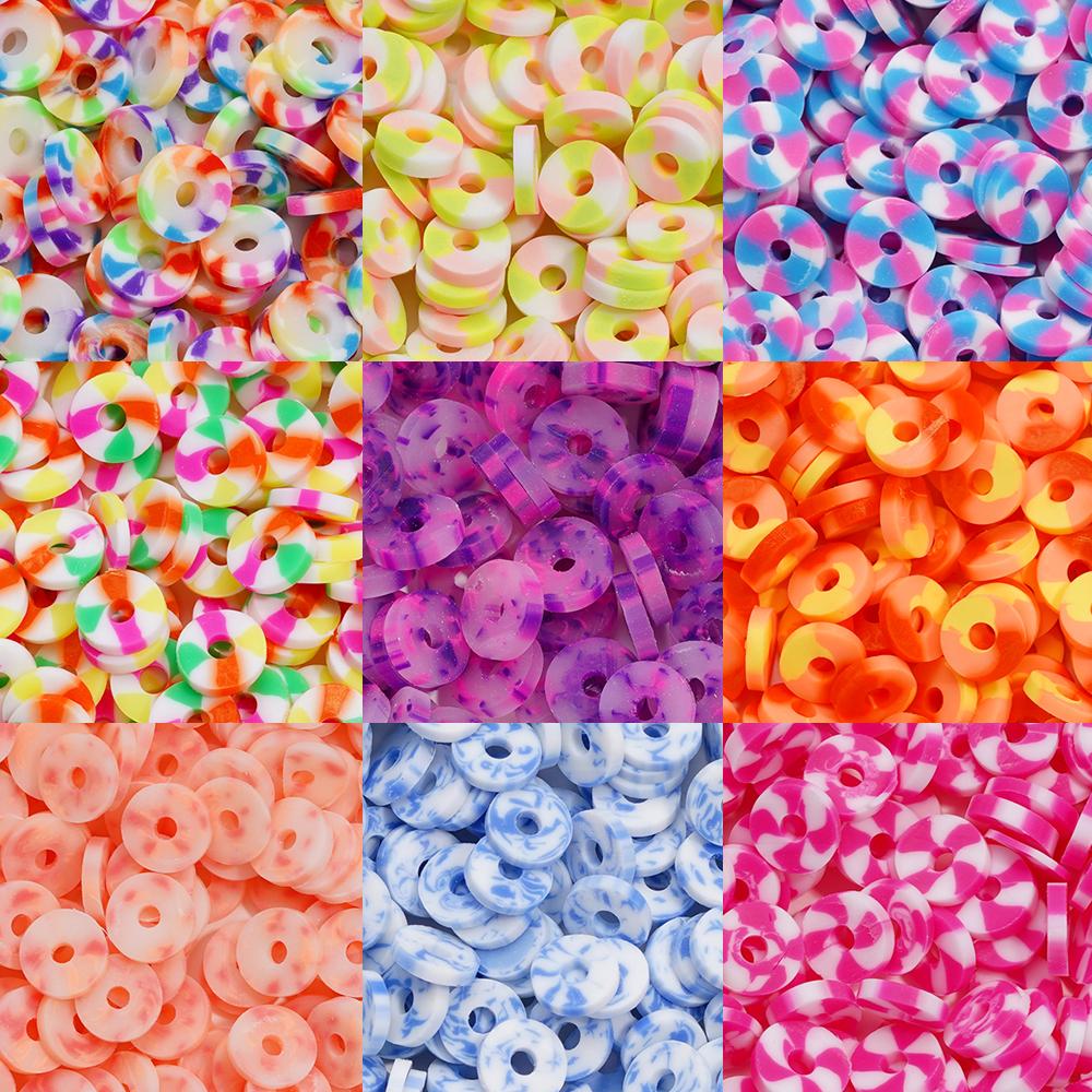 350pcs 6mm Flat Round Polymer Clay Beads Loose Spacer Beads for Jewelry Making DIY Needlework Bracelet Necklace Accessories