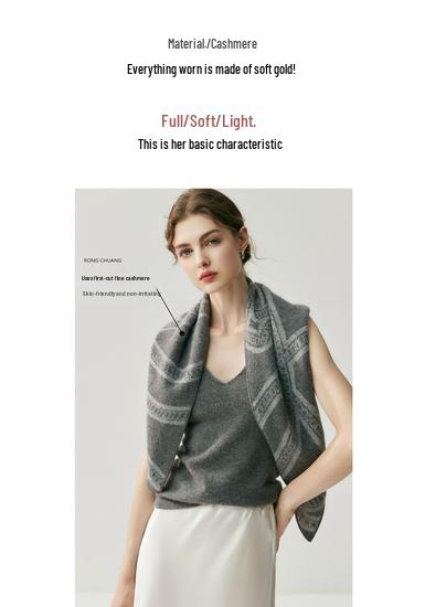Luxury Autumn/Winter Cashmere Knitted Shawl Scarf - Soft, Skin-Friendly Wool Triangle Neck Warmer for Women