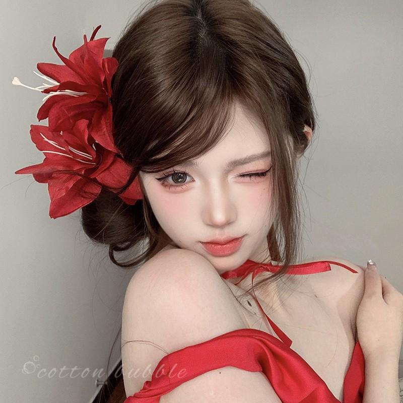 Chinese-Style Pink Lily Hairpiece: Women's Fairy Flower Hair Clip