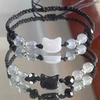 Natural Moonstone Obsidian Bracelets Couple Minimalist Bracelet Handmade Cute Black White Cat Bracelet Party Jewelry Gifts