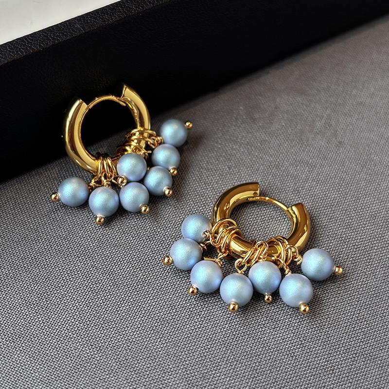 New Design Trendy Blue Beads Natural Baroque Freshwater Pearl 14K Gold Filled Female Sets Necklace Bracelet Earrings