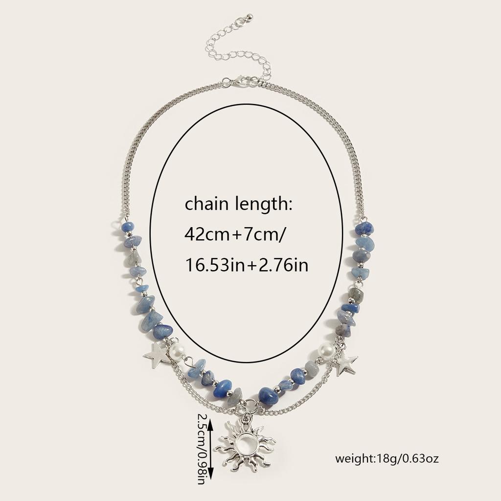 Fashionable Sun And Star Pendant Necklace With Artificial Zircon And Pearl Exquisitely Crafted Jewelry Accessory For Women Daily Wear And Gift-giving