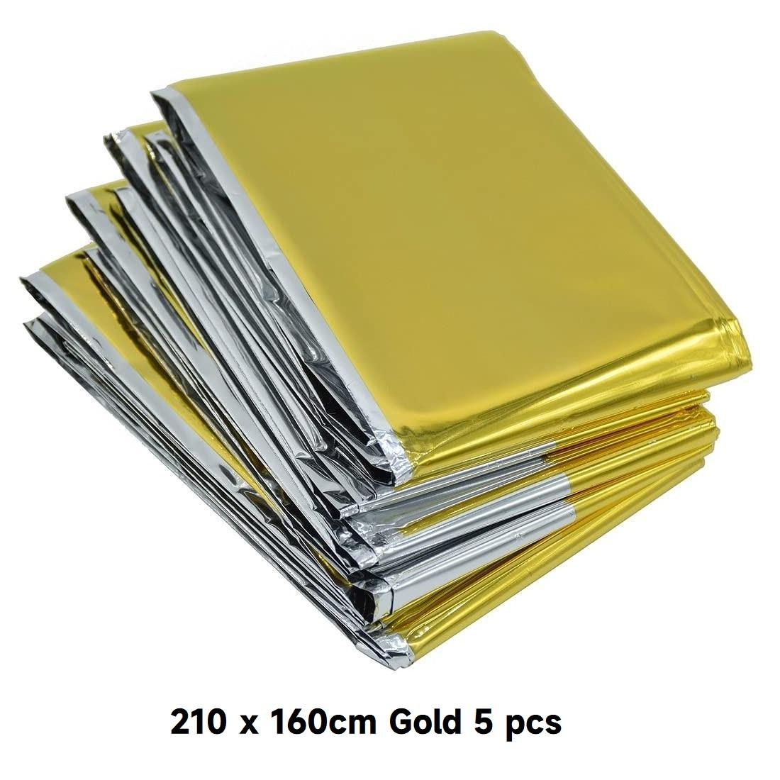 

Аварийное одеяло ветрозащитное водонепроницаемое термоодеяло из фольги для кемпинга, пешего туризма, марафона 210x160cm 1 Pack золотой