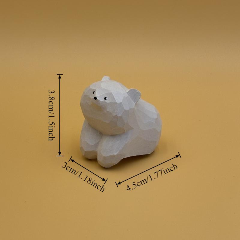 1Pc Wooden Carving Figurine Cuddly Bear In A Lying Pose Adorable Desk Companion Office Bedroom Home Decor