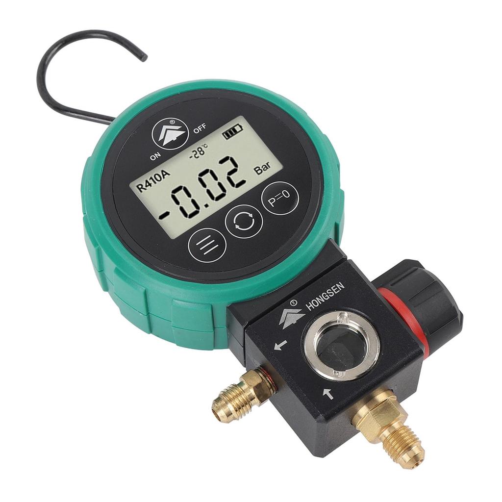 4 Unit HVAC Vacuum Gauge Tester Digital Pressure Manifold Refrigerated Liquid Hose Electronic