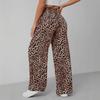 Leopard Print Women's Straight-Leg Pants, Fashionable and Versatile Wide-Leg Long Trousers Trendy Streetwear Wide-Leg Pants for Women
