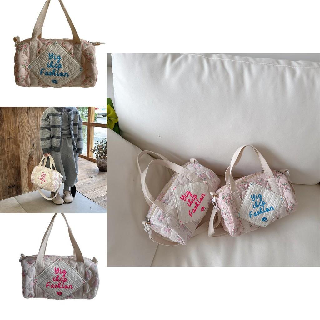 Trendy Floral Print Children's Crossbody Bag Stylish Cylinder Shoulder Bag For Kids