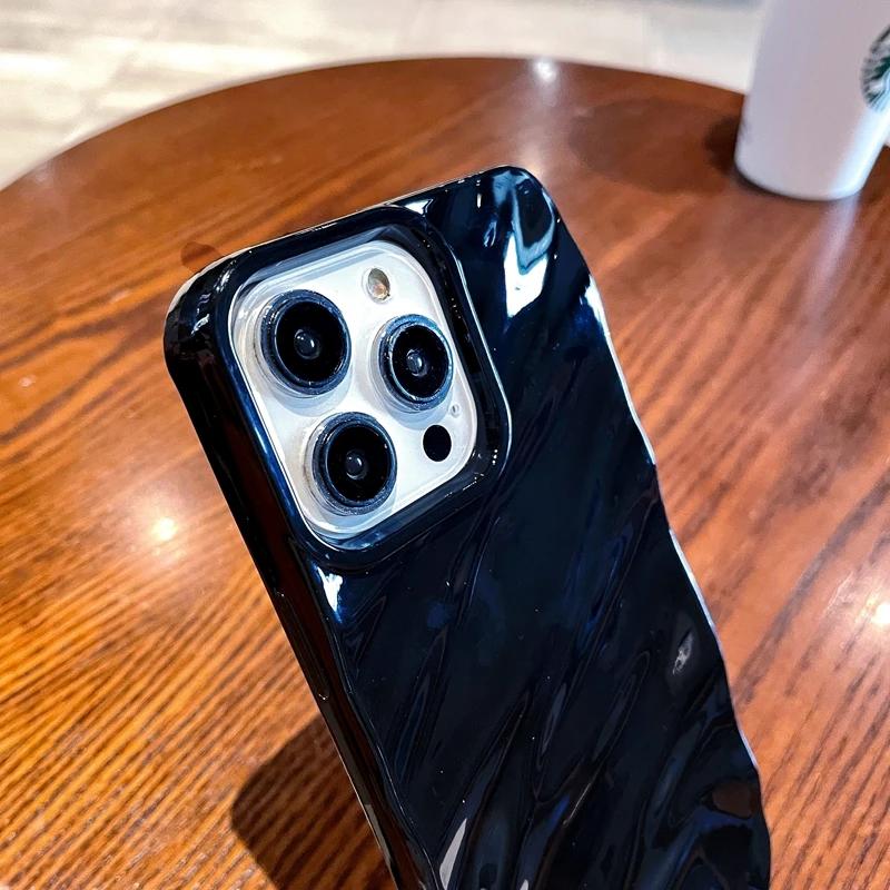 Soft Candy Wavy Pattern Phone Case For 11 12 13 14 15 16 Pro Max X Xs Max XR Plus Shockproof Bumper Cover