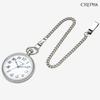 CREPHA Pocket Watch for Japanese Simple Battery Stainless White Silver Men, Movement, 50mm, Design, Operated, Steel, Analog, Dial, Business,