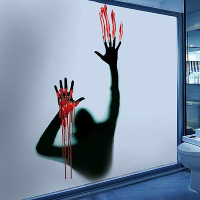 Halloween Red Blood Hand Wall Stickers - Self-Adhesive Decor for Bedroom & Living Room