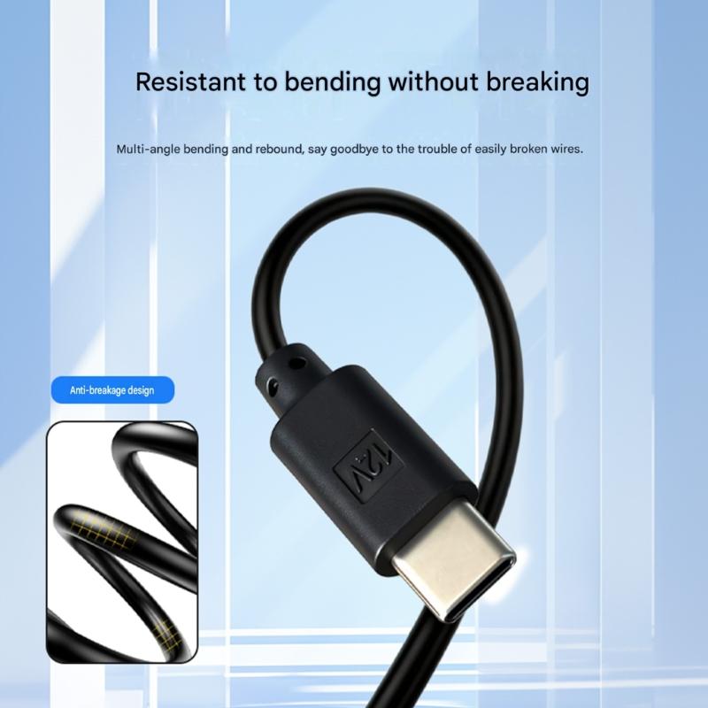 5.5x2.5mm Round End Power Cable with USB C Input, Center Positive Cord for Compatible Equipment, 1 Meter Length
