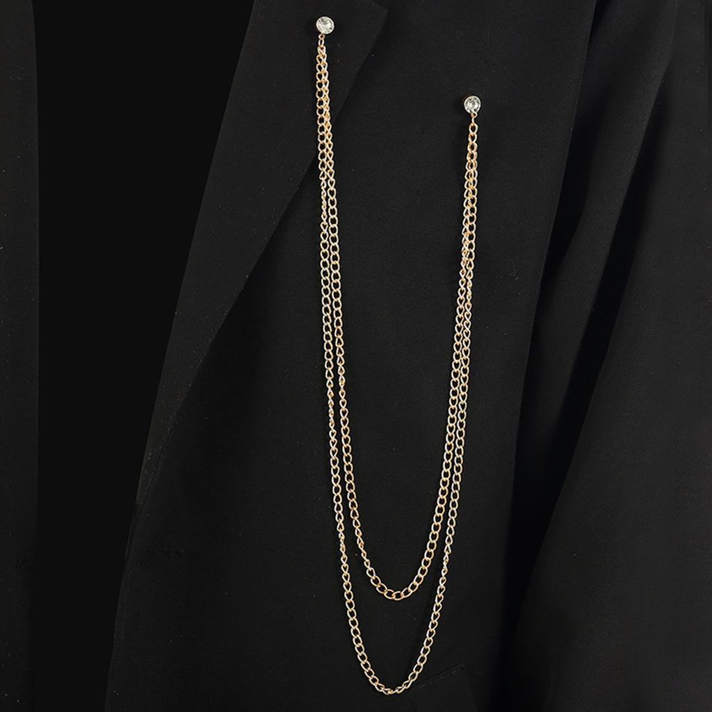 Men Brooch Long Chain - High-end Fine Workmanship, Match Clothes, Luxury Polished Coat Collar Pin