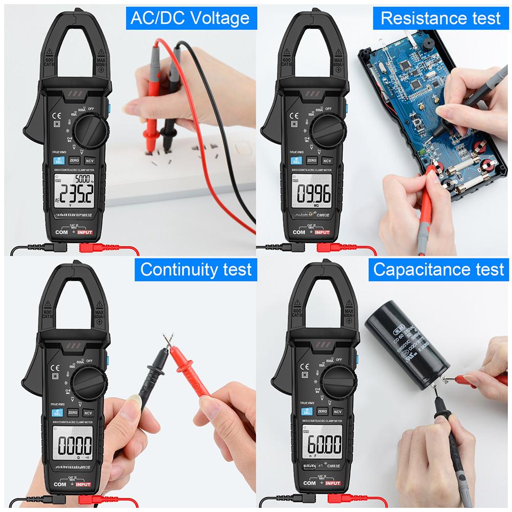 AC/DC 600A NCV DC Current Clamp Multimeter Intelligent Anti-Burn Auto Range Clamp Ammeter Digital Clamp Meter